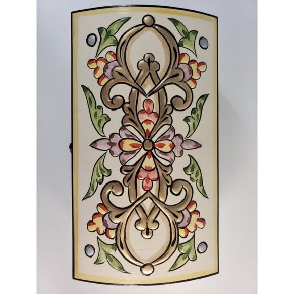 Ivory Hand Painted Wooden Box 3D Floral Design - Picture 4 of 5